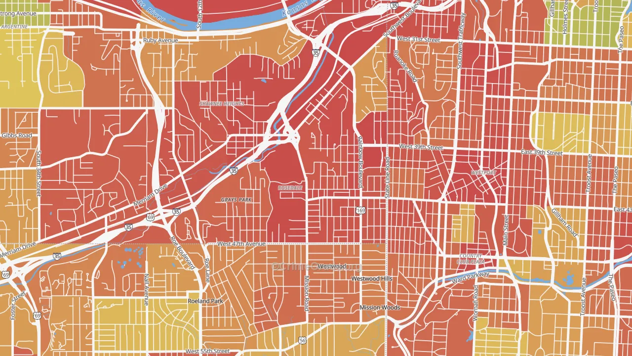 Rosedale, Kansas City, KS Map of Drug-Related Crime Rates