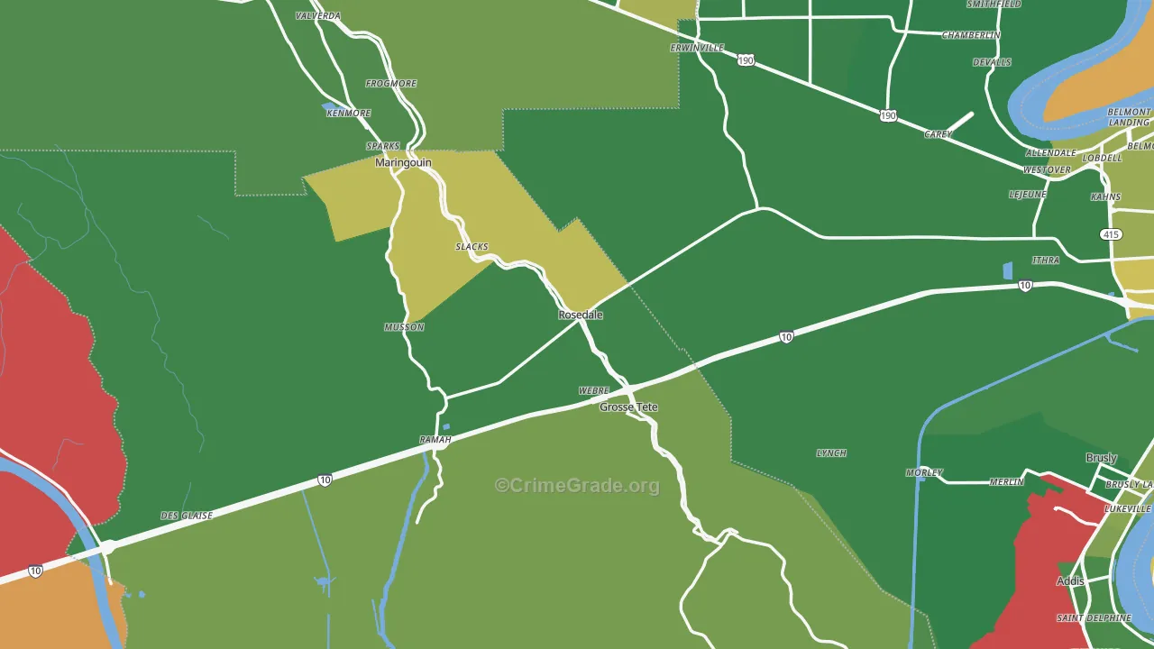 Rosedale, LA Map of Drug-Related Crime Rates