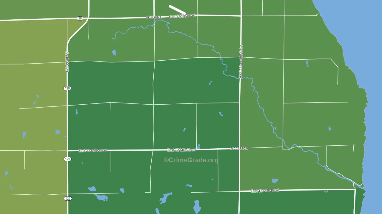 Rosedale, MI Map of Drug-Related Crime Rates