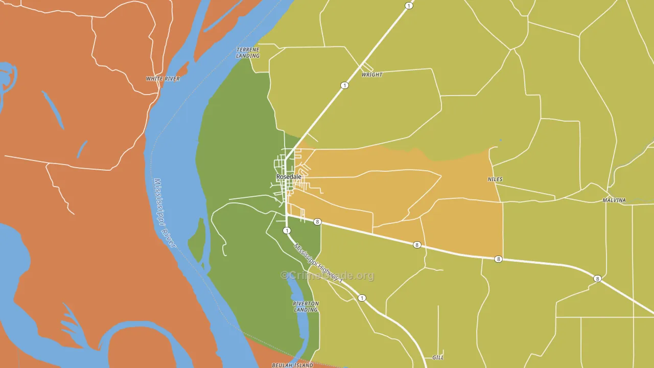 Rosedale, MS Map of Drug-Related Crime Rates