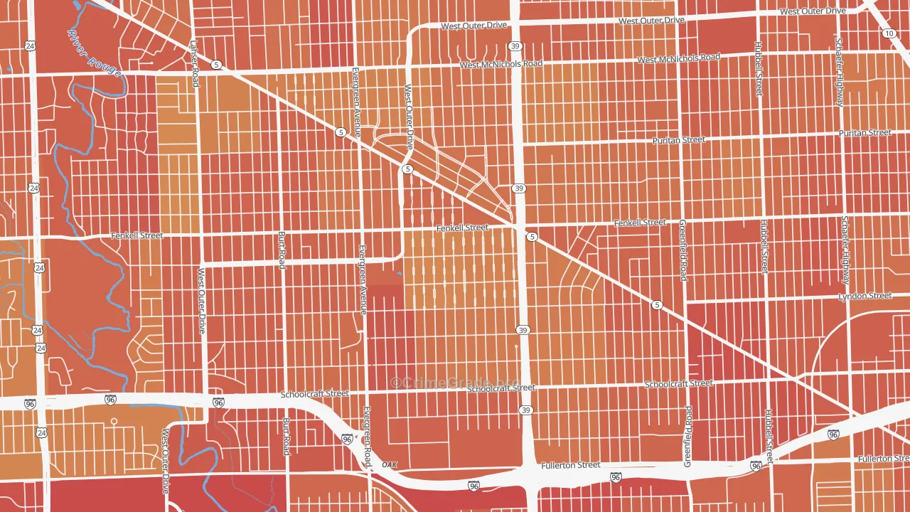 Rosedale Park, Detroit, MI Map of Drug-Related Crime Rates