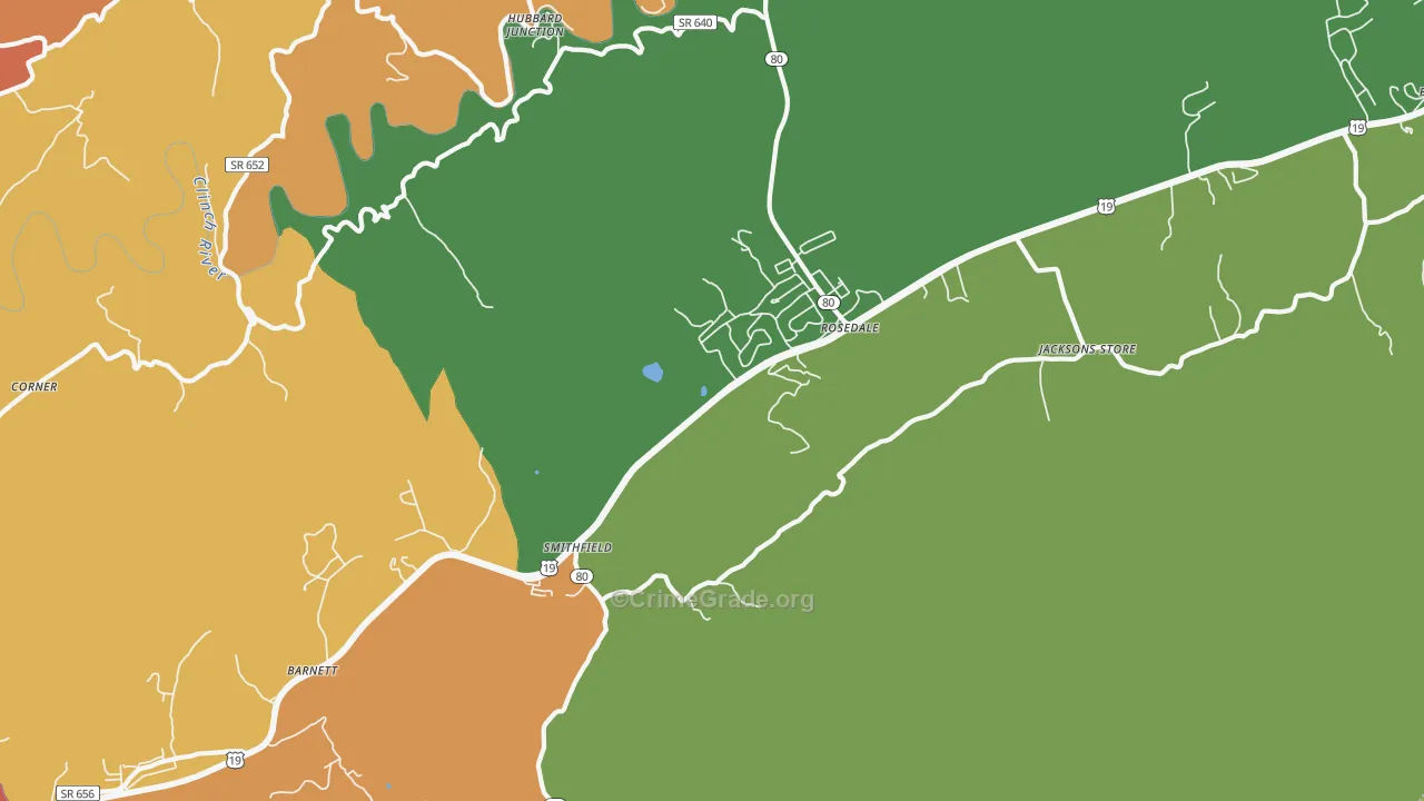 Rosedale, VA Map of Drug-Related Crime Rates