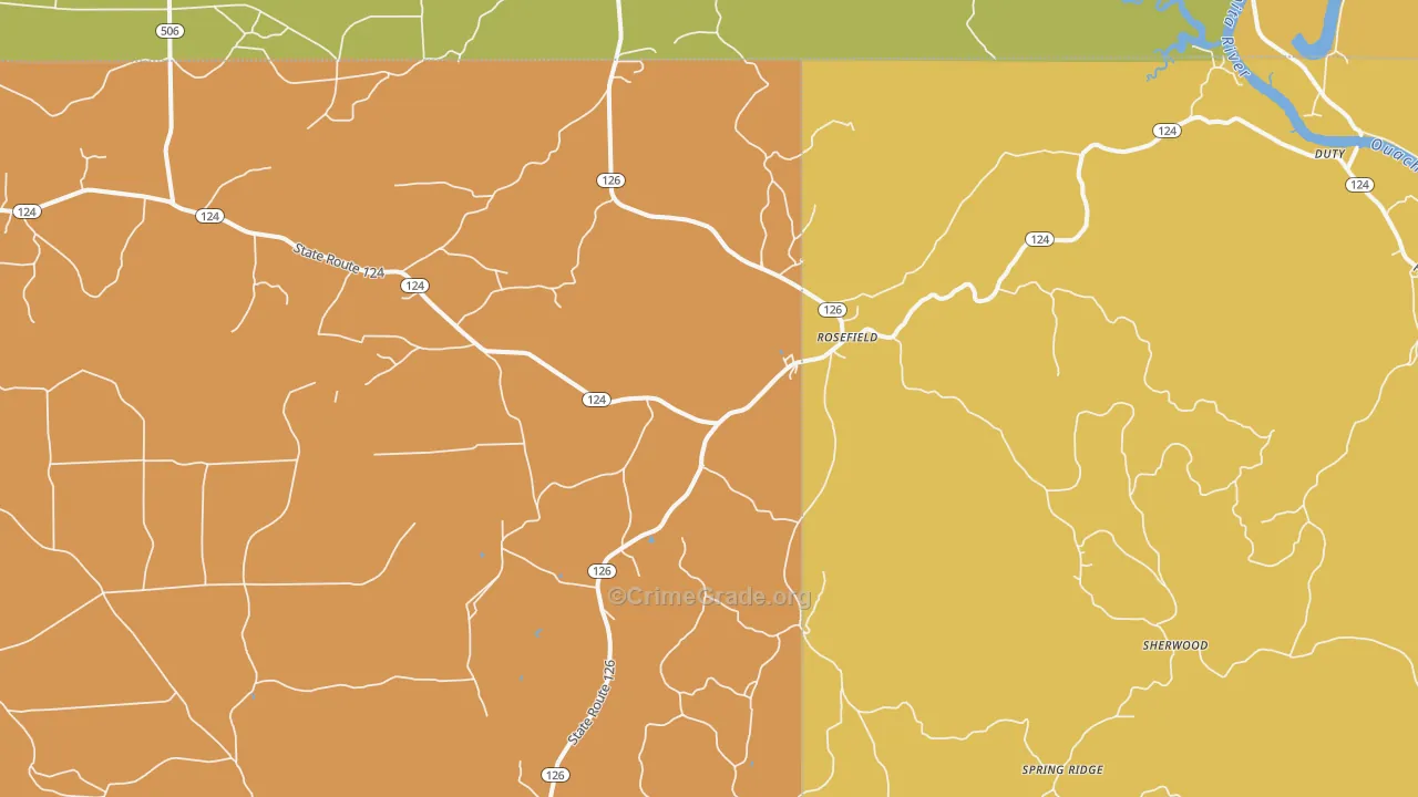 Rosefield, LA Map of Drug-Related Crime Rates