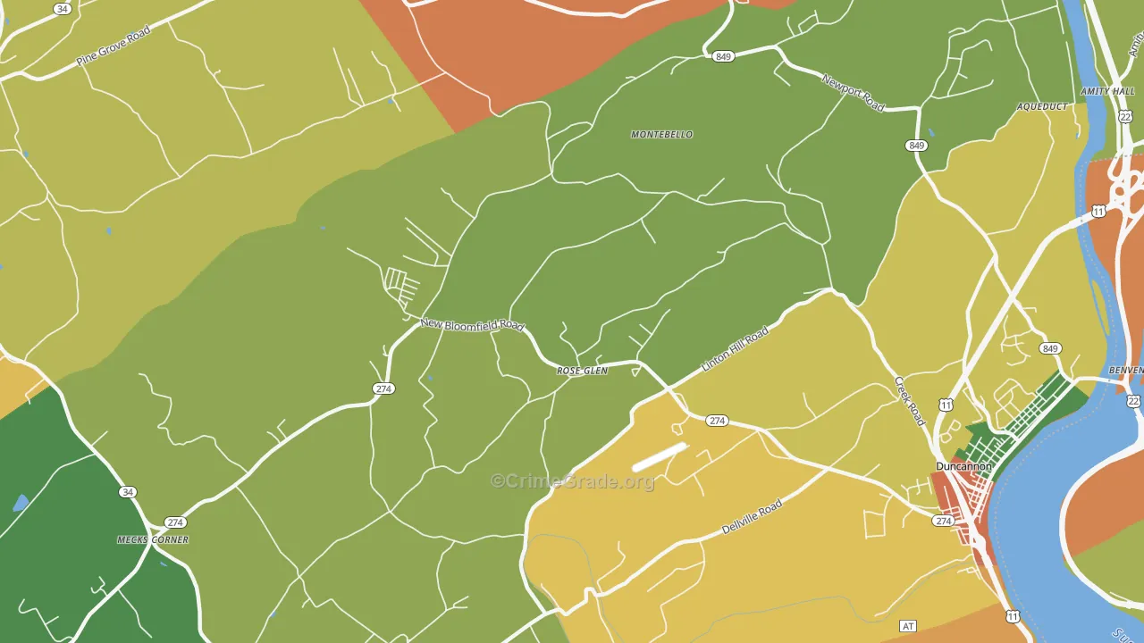 Roseglen, PA Map of Drug-Related Crime Rates