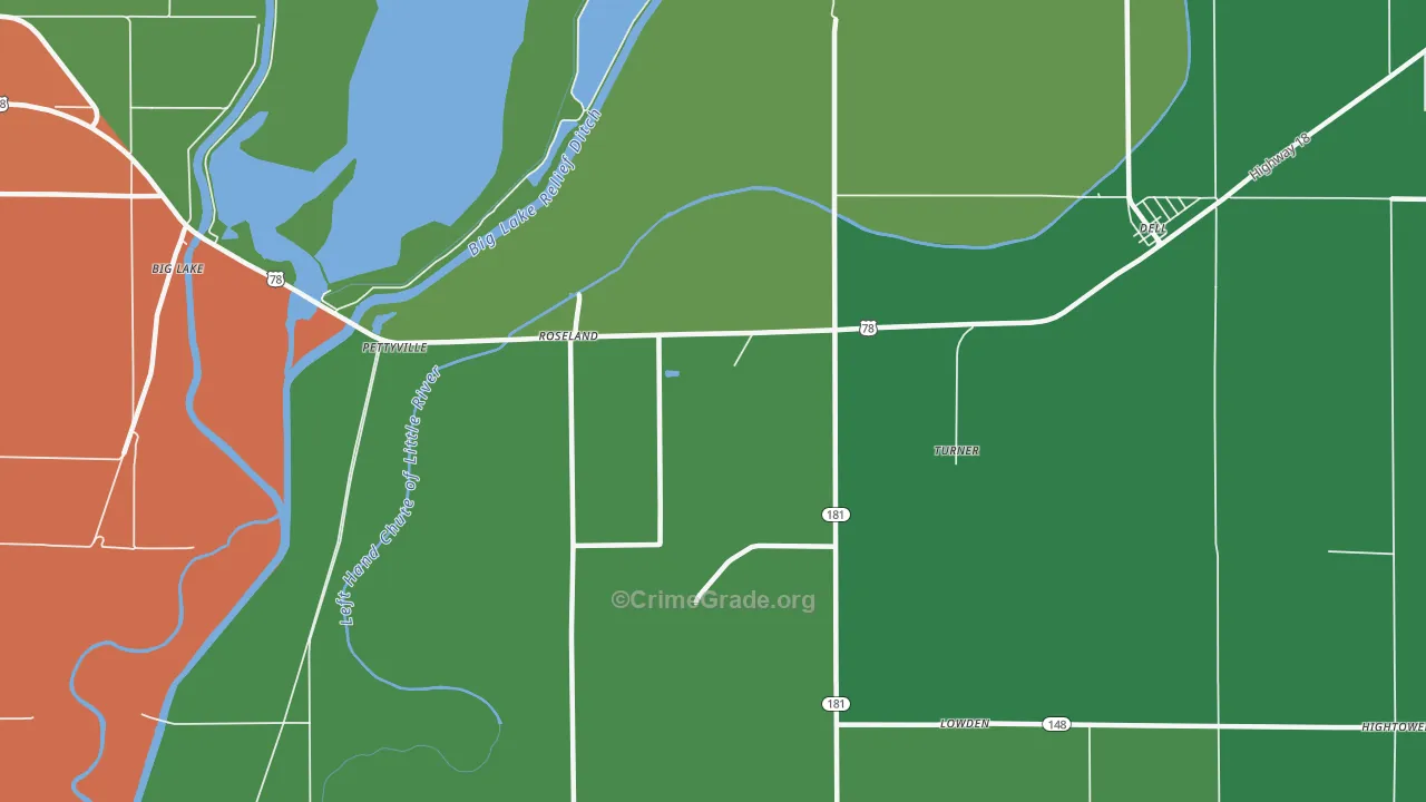 Roseland, AR Map of Drug-Related Crime Rates