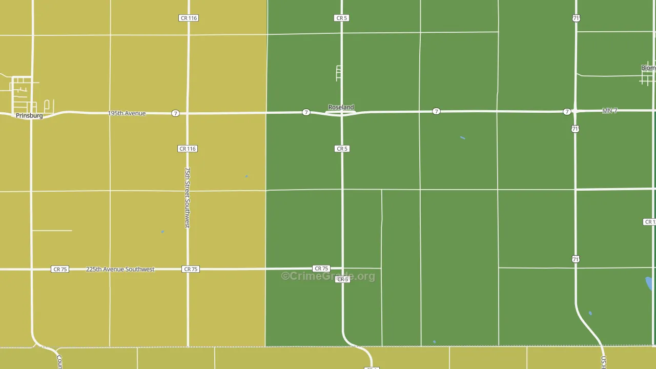 Roseland, MN Map of Drug-Related Crime Rates