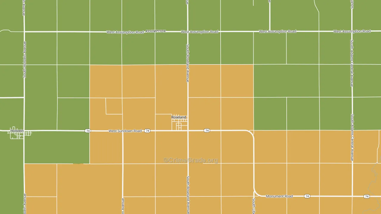 Roseland, NE Map of Drug-Related Crime Rates