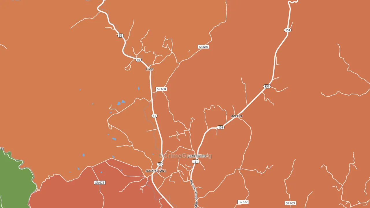 Roseland, VA Map of Drug-Related Crime Rates