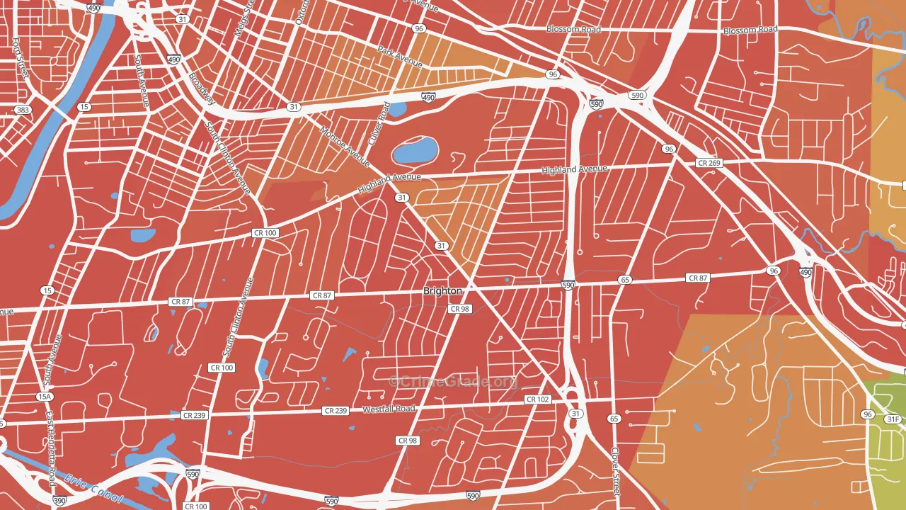 Roselawn, Brighton, NY Map of Drug-Related Crime Rates