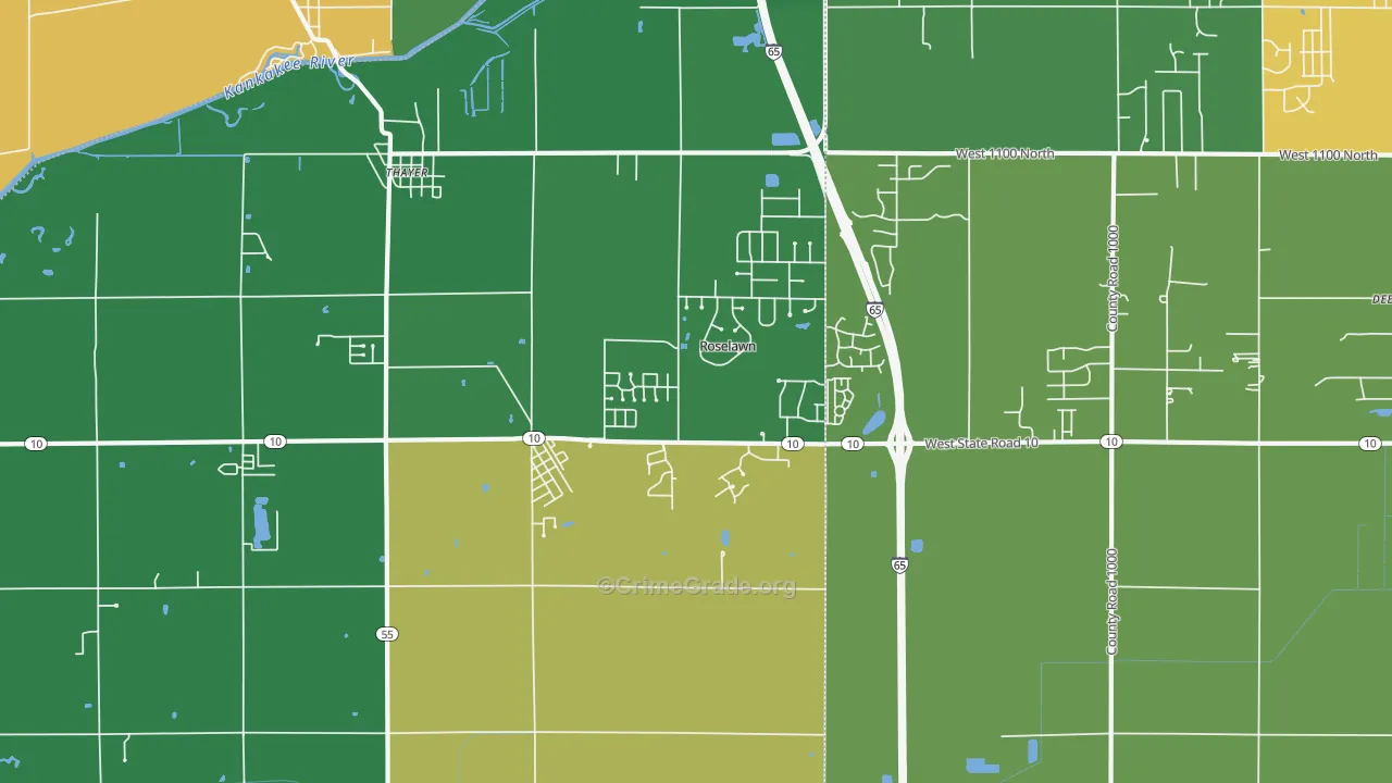Roselawn, IN Map of Drug-Related Crime Rates