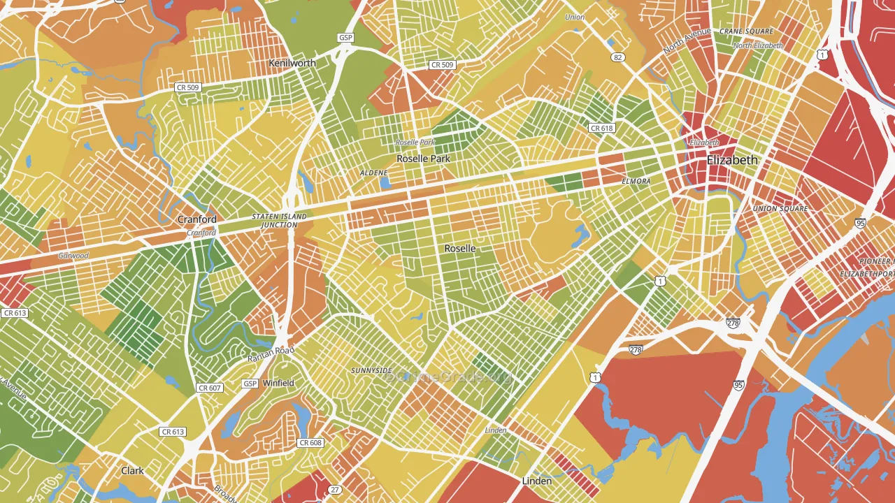 Roselle, NJ Map of Drug-Related Crime Rates