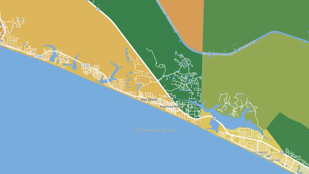 Rosemary Bch, FL Map of Drug-Related Crime Rates