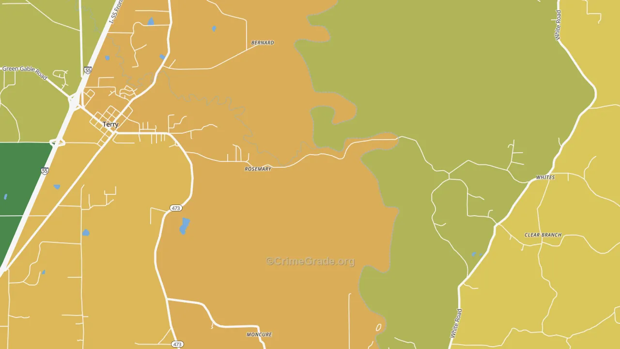 Rosemary, MS Map of Drug-Related Crime Rates