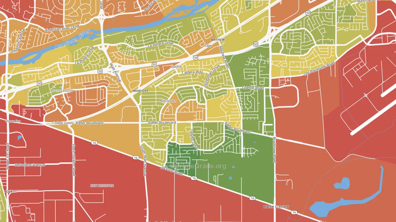 Rosemont, CA Map of Drug-Related Crime Rates