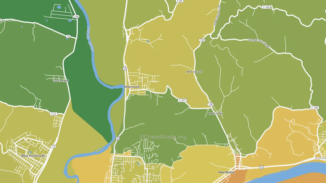 Rosemount, OH Map of Drug-Related Crime Rates