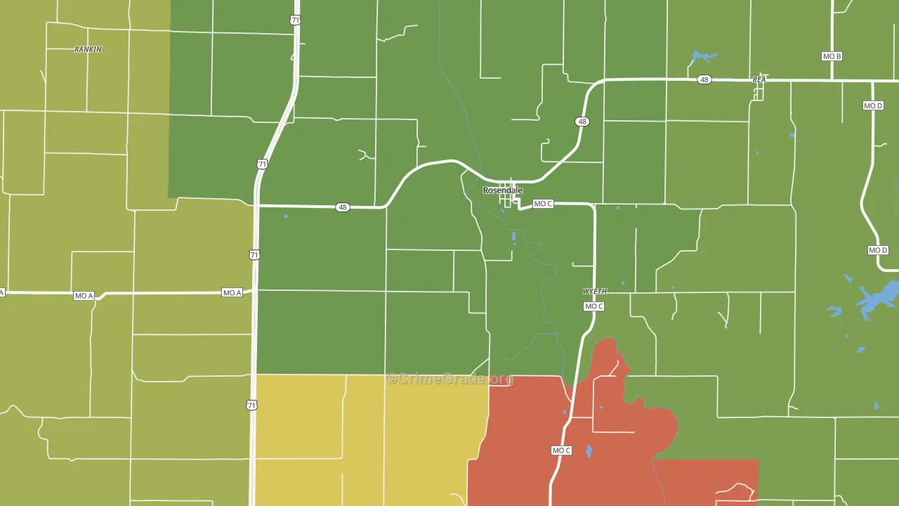 Rosendale, MO Map of Drug-Related Crime Rates