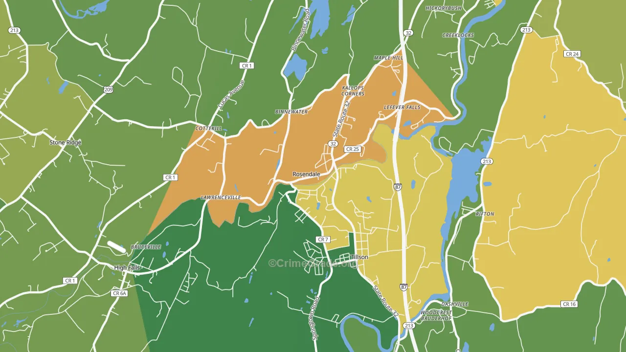 Rosendale, NY Map of Drug-Related Crime Rates