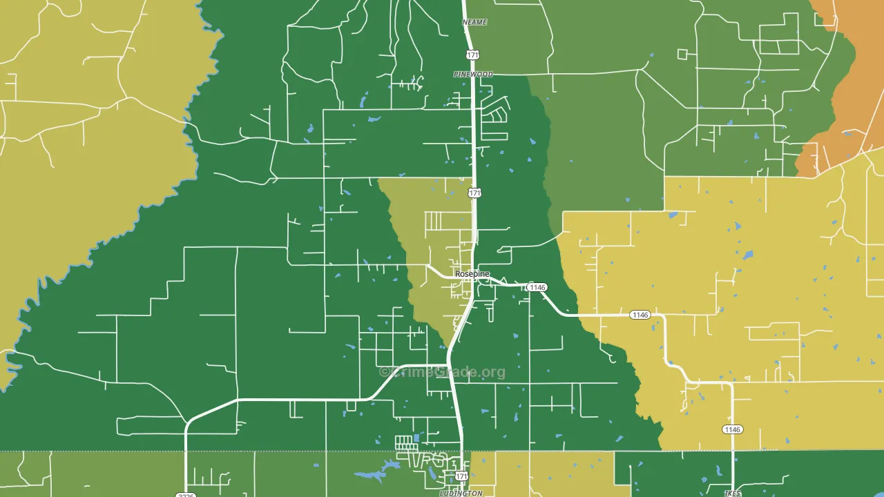 Rosepine, LA Map of Drug-Related Crime Rates
