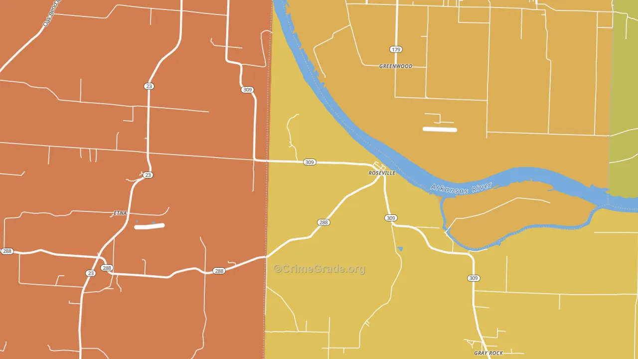 Roseville, AR Map of Drug-Related Crime Rates