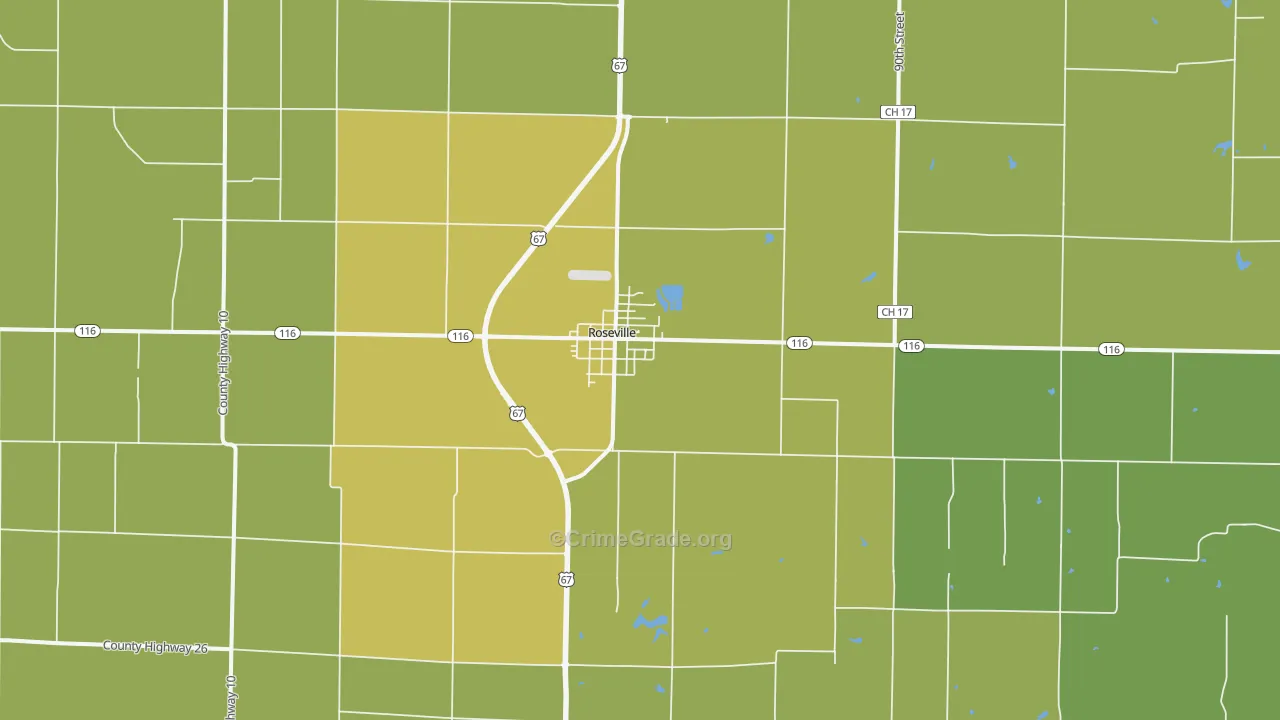 Roseville, IL Map of Drug-Related Crime Rates