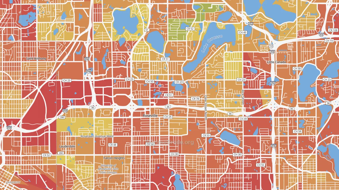 Roseville, MN Map of Drug-Related Crime Rates