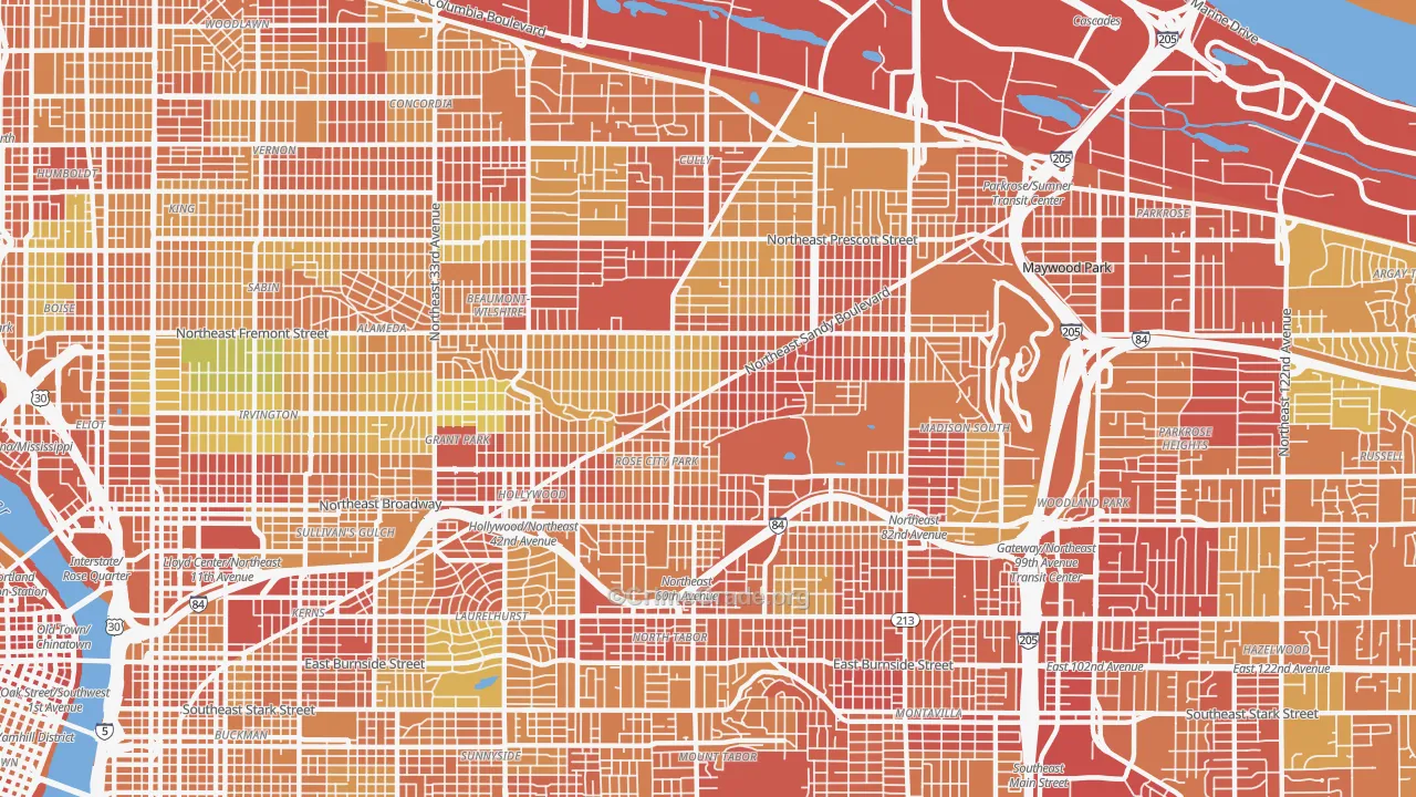 Roseway, Portland, OR Map of Drug-Related Crime Rates