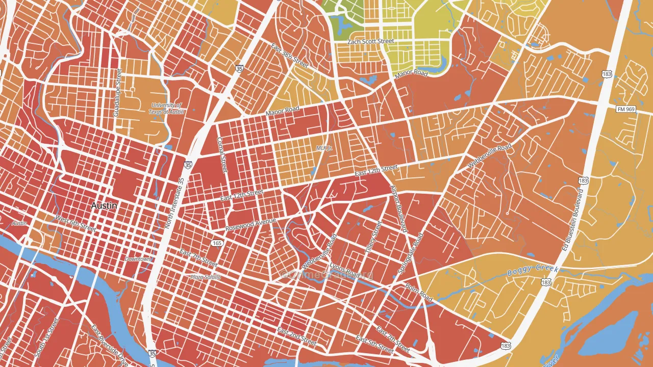 Rosewood, Austin, TX Map of Drug-Related Crime Rates