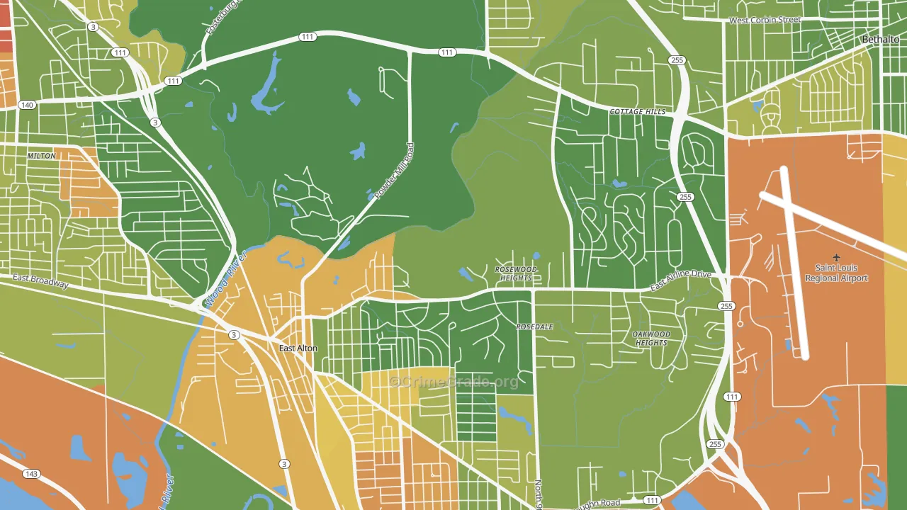 Rosewood Heights, IL Map of Drug-Related Crime Rates