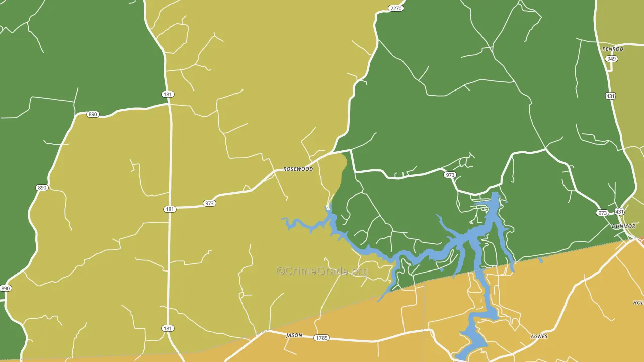 Rosewood, KY Map of Drug-Related Crime Rates