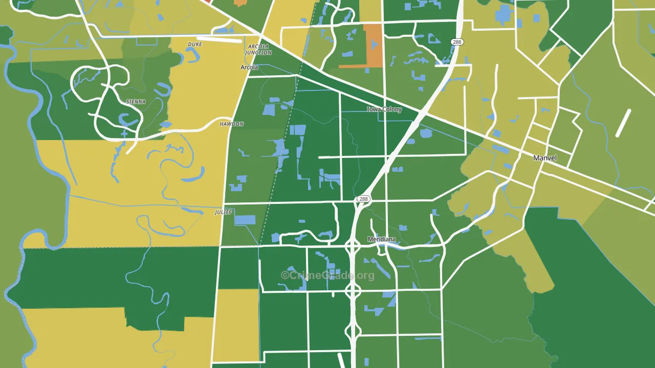 Rosharon, TX Map of Drug-Related Crime Rates