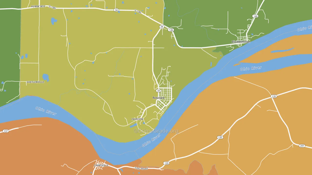 Rosiclare, IL Map of Drug-Related Crime Rates