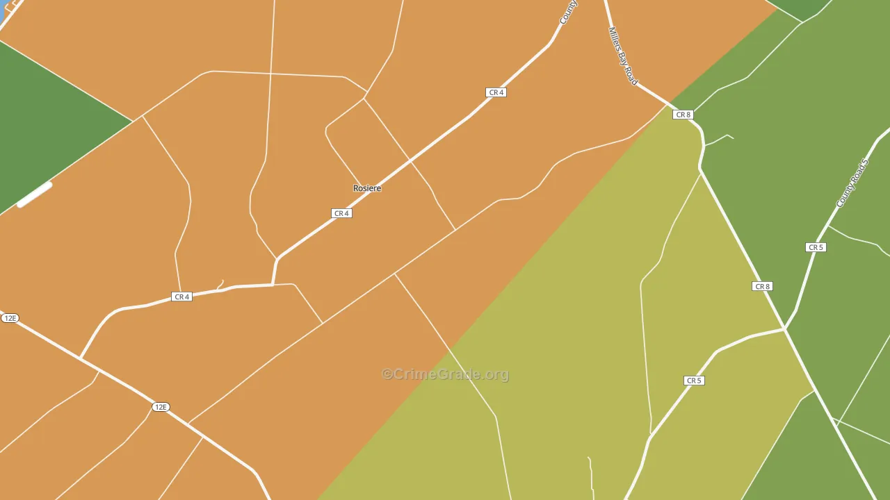 Rosiere, NY Map of Drug-Related Crime Rates
