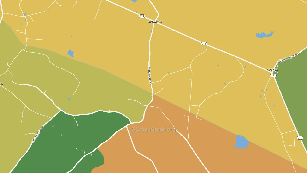 Rosindale, NC Map of Drug-Related Crime Rates