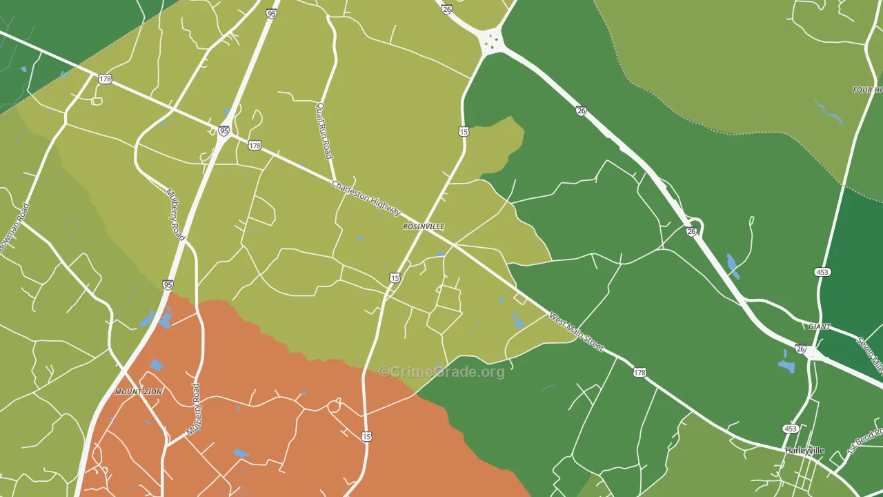 Rosinville, SC Map of Drug-Related Crime Rates