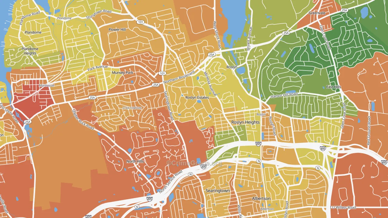 Roslyn Estates, NY Map of Drug-Related Crime Rates