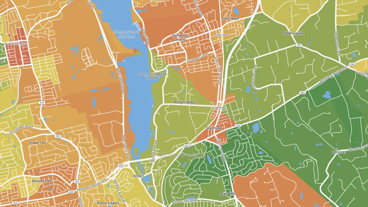 Roslyn Harbor, NY Map of Drug-Related Crime Rates