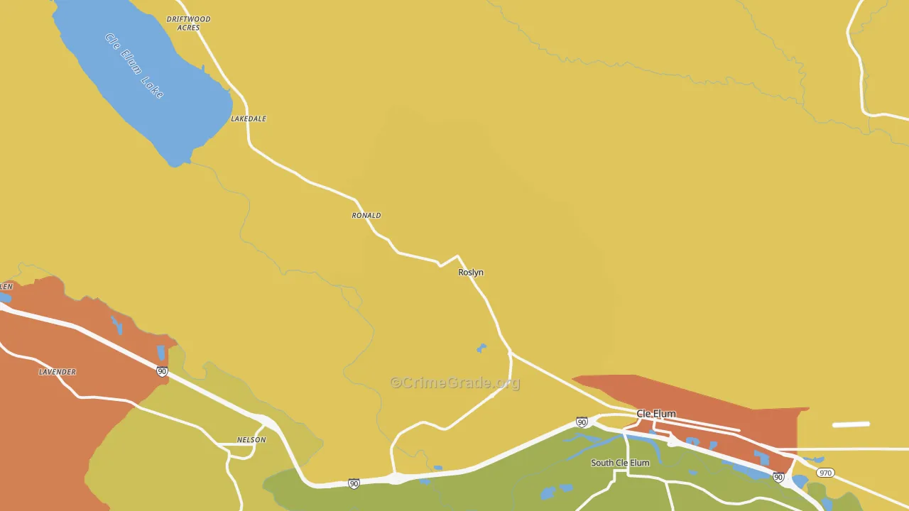 Roslyn, WA Map of Drug-Related Crime Rates