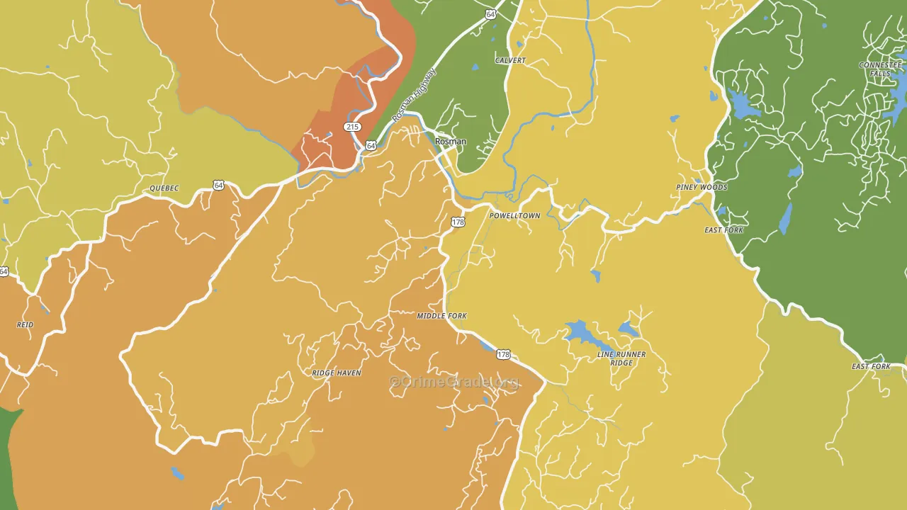 Rosman, NC Map of Drug-Related Crime Rates
