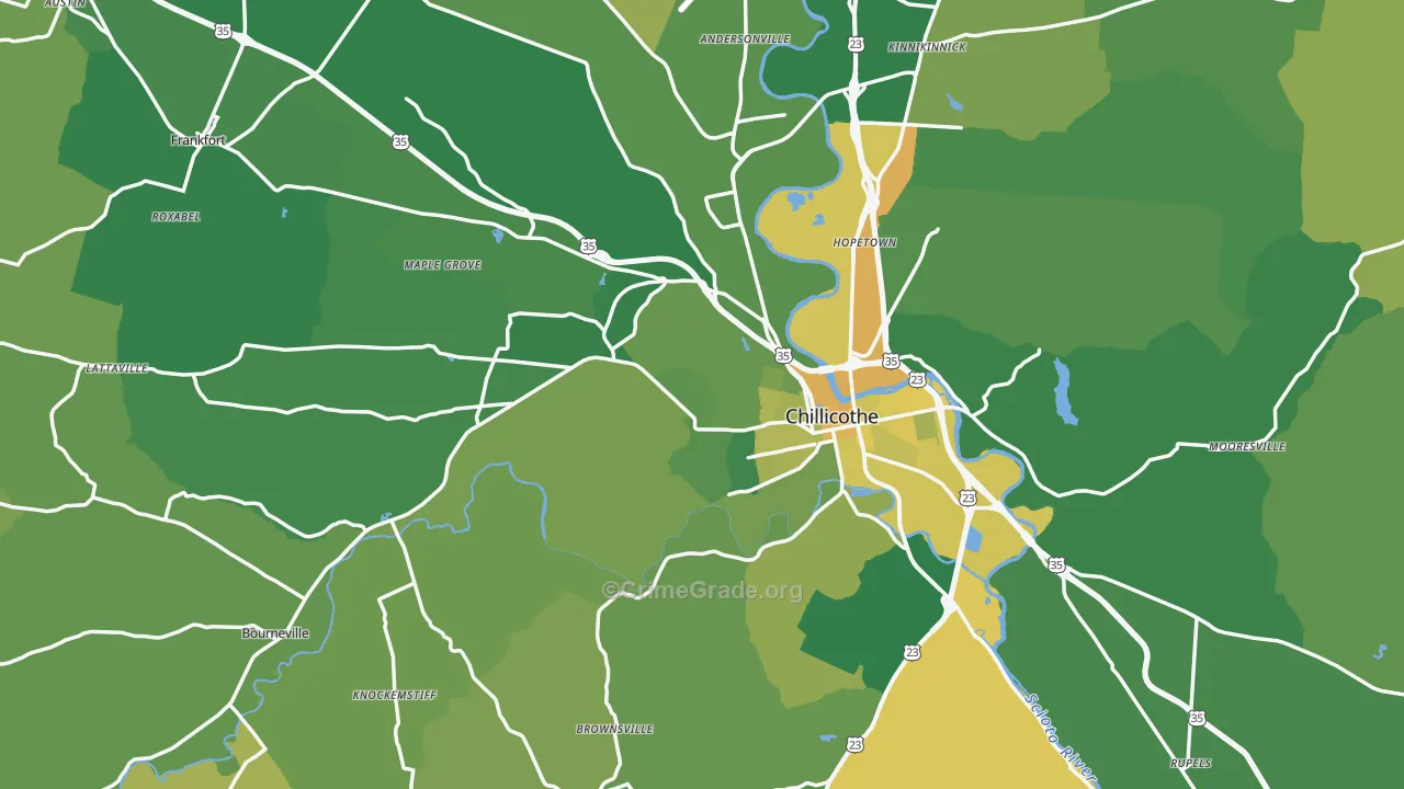 Ross County, OH Map of Drug-Related Crime Rates