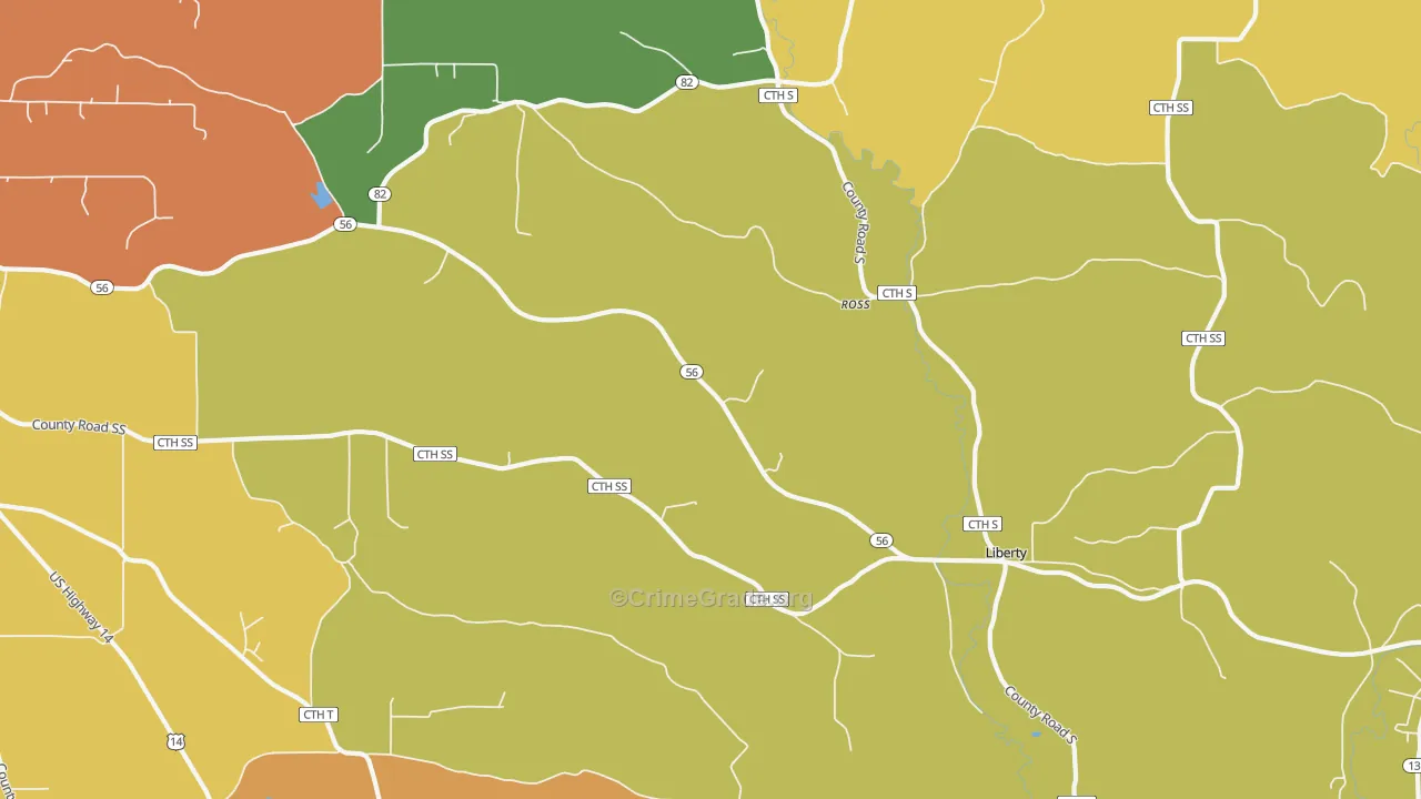 Ross, WI Map of Drug-Related Crime Rates
