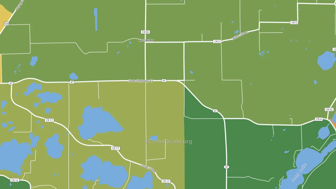 Rossburg, MN Map of Drug-Related Crime Rates