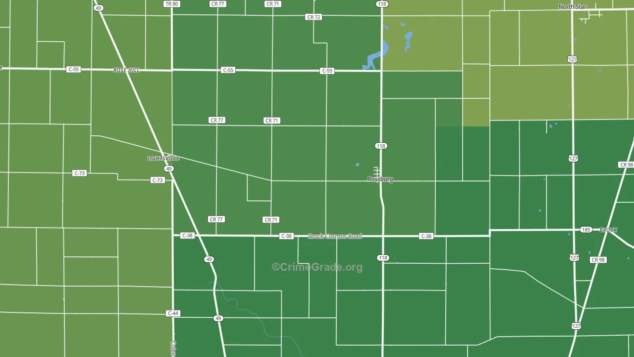 Rossburg, OH Map of Drug-Related Crime Rates