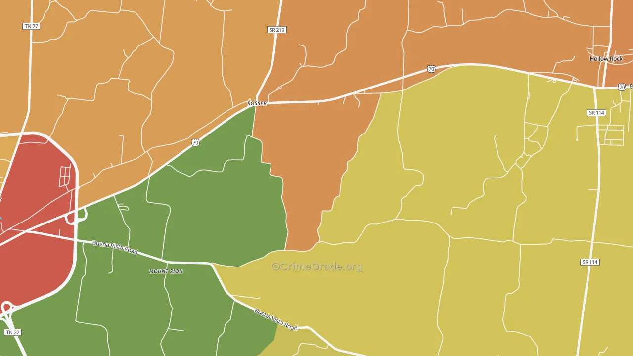 Rosser, TN Map of Drug-Related Crime Rates