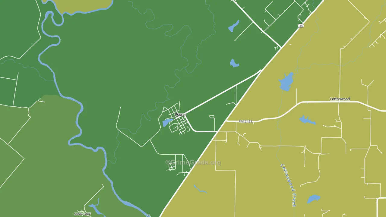 Rosser, TX Map of Drug-Related Crime Rates