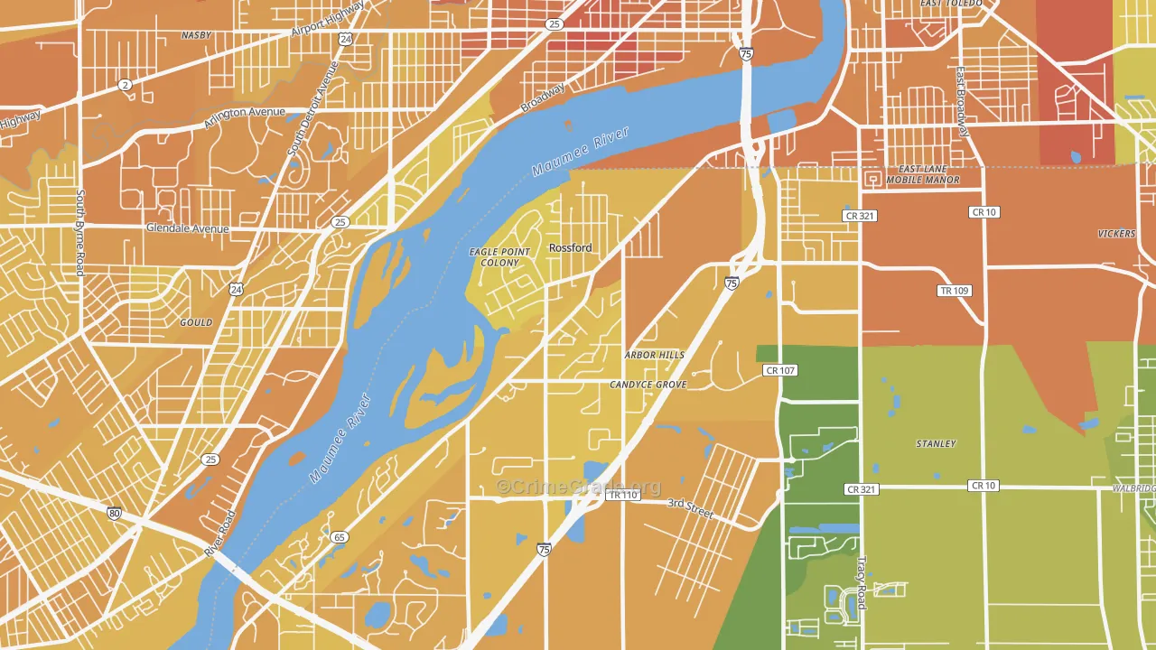 Rossford, OH Map of Drug-Related Crime Rates