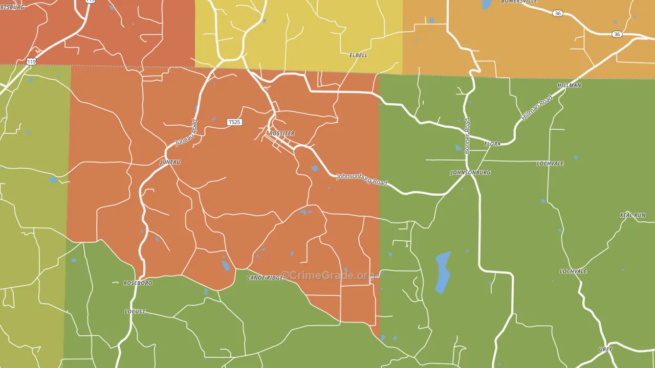 Rossiter, PA Map of Drug-Related Crime Rates