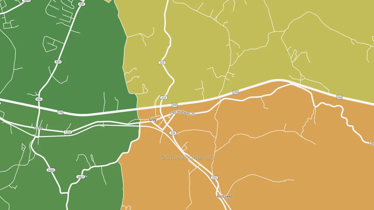 Rossland, KY Map of Drug-Related Crime Rates