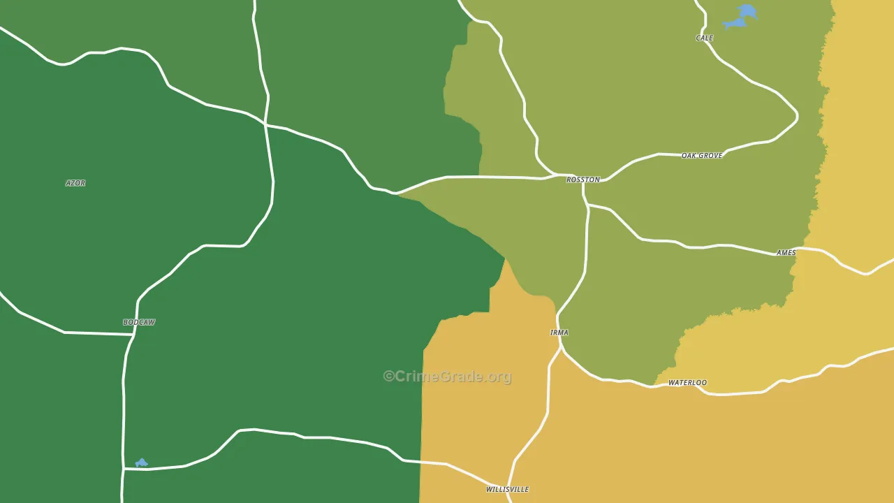 Rosston, AR Map of Drug-Related Crime Rates
