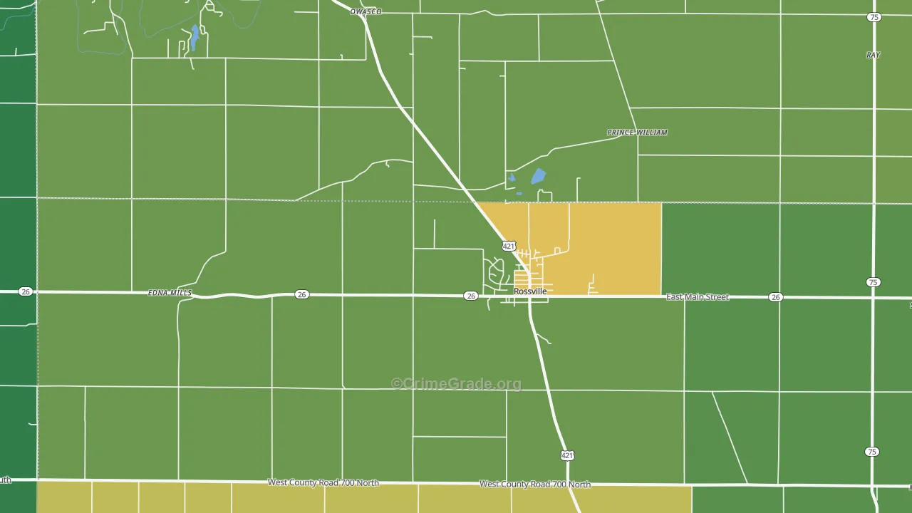 Rossville, IN Map of Drug-Related Crime Rates
