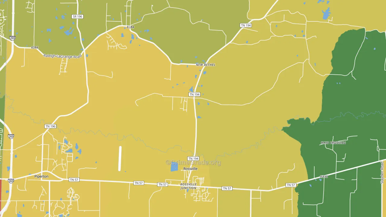 Rossville, TN Map of Drug-Related Crime Rates